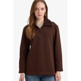 DeFacto Regular Fit Fermuarlı Yaka İçi Yumuşak Tüylü Kalın Sweatshirt Tunik G3853AX25WN