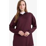 DeFacto Regular Fit Fermuarlı Yaka Uzun Kollu Tunik F5771AX26SP - Bordo-BR475