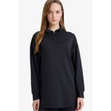 DeFacto Regular Fit Fermuarlı Yaka Uzun Kollu Tunik, S, F5771AX26SP, Antrasit-AR221, Kadın