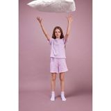 DeFacto Regular Fit Fitilli Kaşkorse Şort Tişört 2'li Pijama Takımı Kız Çocuk H8104A826SM - Mor-PR67 - 7 - 8 Yaş