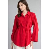 DeFacto Regular Fit Flamlı Pamuk Uzun Kollu Tunik H1868AX26AU - Kırmızı - 2XL