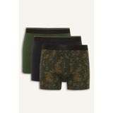 DeFacto Regular Fit Floral 3'lü Boxer, XL, G9280AX26SP, Yeşil-GN1192, erkek