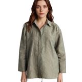 DeFacto Regular Fit Floral Uzun Kollu Haki Tunik, 2XL, H0592AX26SP, Haki-KH440, Kadın