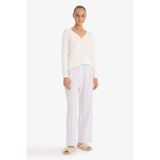 DeFacto Regular Fit Gofre Dokulu Pijama Altı, M, F8935AX25HS, Mavi-BE551, kadın