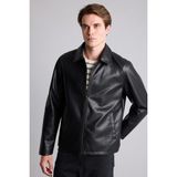 DeFacto Regular Fit Gömlek Yaka Fermuarlı Cepli İç Cepli Mevsimlik Suni Deri Ceket Mont E8888AX26WN - XL - Siyah-BK27