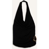DeFacto Regular Fit Halter Yaka Toka Detaylı Bluz G0468AX25AU - Siyah-BK81 - XL