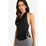 DeFacto Regular Fit Halter Yaka Toka Detaylı Bluz G0468AX25AU
