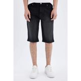 DeFacto Regular Fit Jean Bermuda Şort Erkek Siyah-NM40 Rahat Kesim Denim Kumaş Özellik - 32