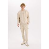 DeFacto Regular Fit Jogger Eşofman Altı Basic Düz Kargo Cepli Lastikli Paça, S, D5252AX25SP, Bej-BG155, Erkek
