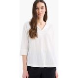 DeFacto Regular Fit Kaçık Yaka Basic Düz Yarım Kollu Bluz F1752AX25SP