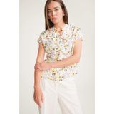 DeFacto Regular Fit Kaçık Yaka Çiçekli Kısa Kollu Bluz F0995AX25SM