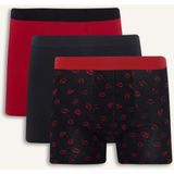 DeFacto Regular Fit Kalp Desenli 3'lü Boxer E2927AX26SP - Siyah-BK81 - 3XL