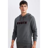 Defacto Regular Fit Kapüşonlu Baskılı Kalın Sweatshirt, M, L5850AZ24AU, Yeşil, Erkek