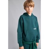 DeFacto Regular Fit Kapüşonlu Baskılı Kanguru Cepli Kalın Kumaş Sweatshirt Erkek Çocuk H9682A826WN - Yeşil-GN1040 - 5 - 6 Yaş