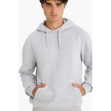 DeFacto Regular Fit Kapüşonlu İçi Yumuşak Tüylü Kanguru Cepli Basic Düz Sweatshirt, M, X8283AZ25AU, Gri, erkek