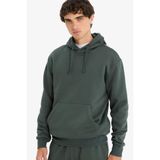 DeFacto Regular Fit Kapüşonlu İçi Yumuşak Tüylü Kanguru Cepli Basic Düz Sweatshirt, S, X8283AZ25AU, Yeşil-GN1155, erkek
