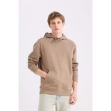DeFacto Regular Fit Kapüşonlu Kanguru Cepli İçi Yumuşak Tüylü Basic Düz Sweatshirt, S, X8283AZ25SP, Kahve-BN229, erkek