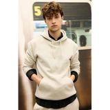 DeFacto Regular Fit Kapüşonlu Kanguru Cepli İçi Yumuşak Tüylü Basic Düz Sweatshirt, XL, X8283AZ24AU, Bej-BG766, erkek