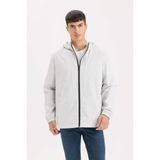 DeFacto Regular Fit Kapüşonlu Mont, 2XL, TYCIK5RCDN173736230951714, Açık Gri, Erkek