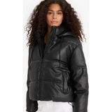 DeFacto Regular Fit Kapüşonlu Polar Astarlı Suni Deri Mont F2142AX25WN - Siyah-BK27 - Dropsuz - XL