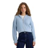 DeFacto Regular Fit Kapüşonlu Triko Hırka, M, E2269AXNS, Mavi-BE698, Kadın