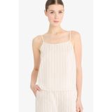 DeFacto Regular Fit Kare Yaka Çizgili Modal Askılı Bluz, S, F0397AX25SP, Bej-BG284, Kadın