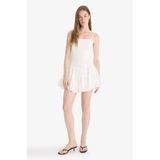 DeFacto Regular Fit Kare Yaka Modal Askılı Mini Elbise, 36, F9022AX25AU, Beyaz-WT32, Kadın
