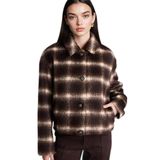 DeFacto Regular Fit Kareli Kaşe Kaban, L, Regular Fit Kareli Kaşe Kaban, Kahve-BN142, Kadın