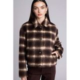 DeFacto Regular Fit Kareli Kaşe Kaban, M, Regular Fit Kareli Kaşe Kaban, Kahve-BN142, Kadın