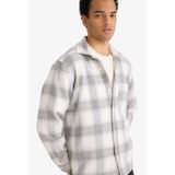 DeFacto Regular Fit Kareli Uzun Kollu Gömlek, L, 5WG4319AX, LT.GREY, Erkek