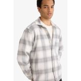 DeFacto Regular Fit Kareli Uzun Kollu Gömlek, M, 5WG4319AX, LT.GREY, Erkek