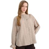DeFacto Regular Fit Kareli Uzun Kollu Tunik, XL, G9245AX26SP, Ekru-ER99, Kadın