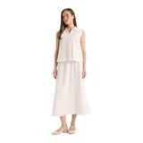 DeFacto Regular Fit Kargo Cepli Keten Karışımlı Midi Etek, 44, F0992AX25HS, Ekru-ER37, Kadın