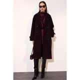 DeFacto Regular Fit Kaşe Kaban, L, Regular Fit Kaşe Kaban, Bordo-BR444, Kadın