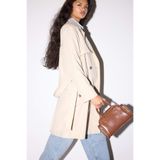 DeFacto Regular Fit Kemerli Cepli Trençkot, S, Regular Fit Kemerli Cepli Trençkot, Ekru-ER128, Kadın