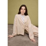 DeFacto Regular Fit Keten Karışımlı Bej Kimono I1780AX26HS - Ekru-ER37