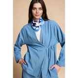 DeFacto Regular Fit Keten Karışımlı Uzun Kollu Tunik H0278AX26SP - Mavi-BE91