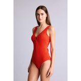 DeFacto Regular Fit Kırışık Dokulu Mercan Mayo G4635AX26SM - Kırmızı-RD272