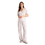 DeFacto Regular Fit Kısa Kollu 2li Pijama Takımı, M, G4619AX26SM, Ekru-ER103, kadın