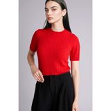 Defacto Regular Fit Kısa Kollu Kazak, Xl, D3306AX26SP, Kırmızı-RD51, Kadın
