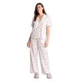DeFacto Regular Fit Kısa Kollu Pijama Takım, S, H3790AX26SM, Ekru, kadın