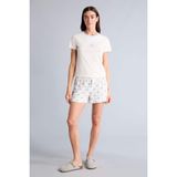DeFacto Regular Fit Kısa Kollu Pijama Takımı, L, G8224AX26SM, Ekru-ER98, kadın