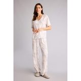 DeFacto Regular Fit Kısa Kollu Pijama Takımı, S, G4619AX26SM, Ekru-ER103, kadın