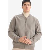 DeFacto Regular Fit Kolej Yaka Bomber Kaşe Mont, L, Regular Fit Kolej Yaka Bomber Kaşe Mont, Kahve-BN84, Erkek