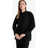 DeFacto Regular Fit Krinkıl Kumaş Uzun Kollu Tunik F9919AX25AU - Siyah-BK81