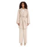 DeFacto Regular Fit Kuşaklı Kaşe Kaban, L, Regular Fit Kuşaklı Kaşe Kaban, Ekru-ER128, Kadın