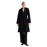 DeFacto Regular Fit Kuşaklı Kaşe Kaban, L, Regular Fit Kuşaklı Kaşe Kaban, Siyah-BK27, Kadın, F1207AX25WN