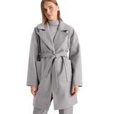 DeFacto Regular Fit Kuşaklı Kaşe Kaban, S, Regular Fit Kuşaklı Kaşe Kaban, Gri-GR476, Kadın