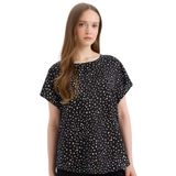 DeFacto Regular Fit Leopar Desenli Bisiklet Yaka Kısa Kollu Bluz Siyah 3XL