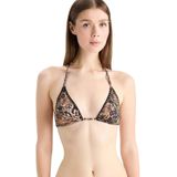 DeFacto Regular Fit Leopar Desenli Üçgen Bikini Üstü, S, E3895AX25SM, Siyah-BK81, Kadın